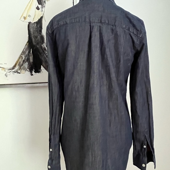 Loft Blue Chambray The Softened Button Front Blouse Size Small - Picture 7 of 9